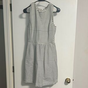J. Crew Black and White Striped Sleeveless Dress
